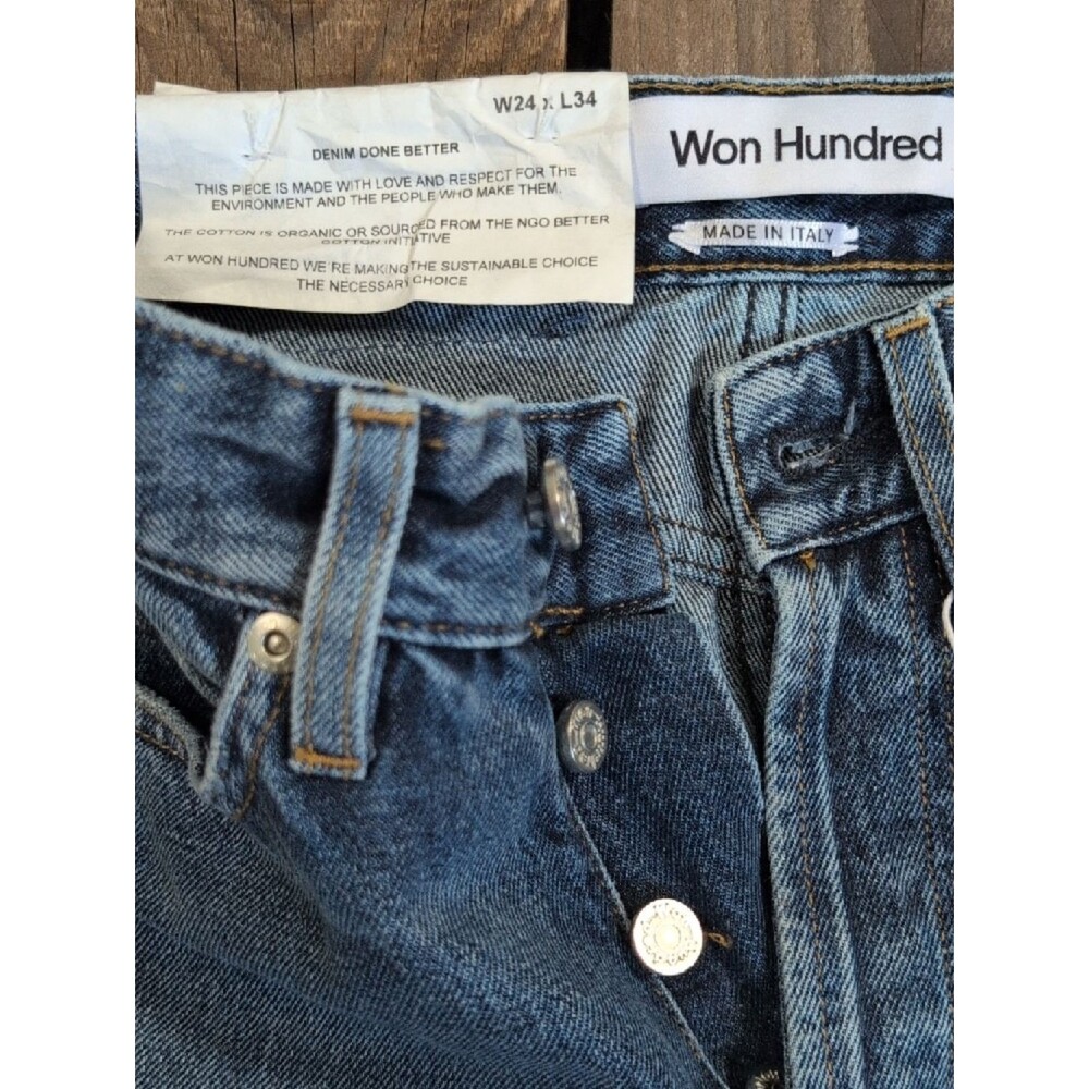 NWT Won Hundred Billy Button Fly Blue Jeans 24x31